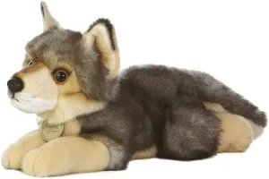Aurora® Realistic Miyoni® Wolf Stuffed Animal - Lifelike Detail - Cherished Companionship - Gray 10.5 Inches