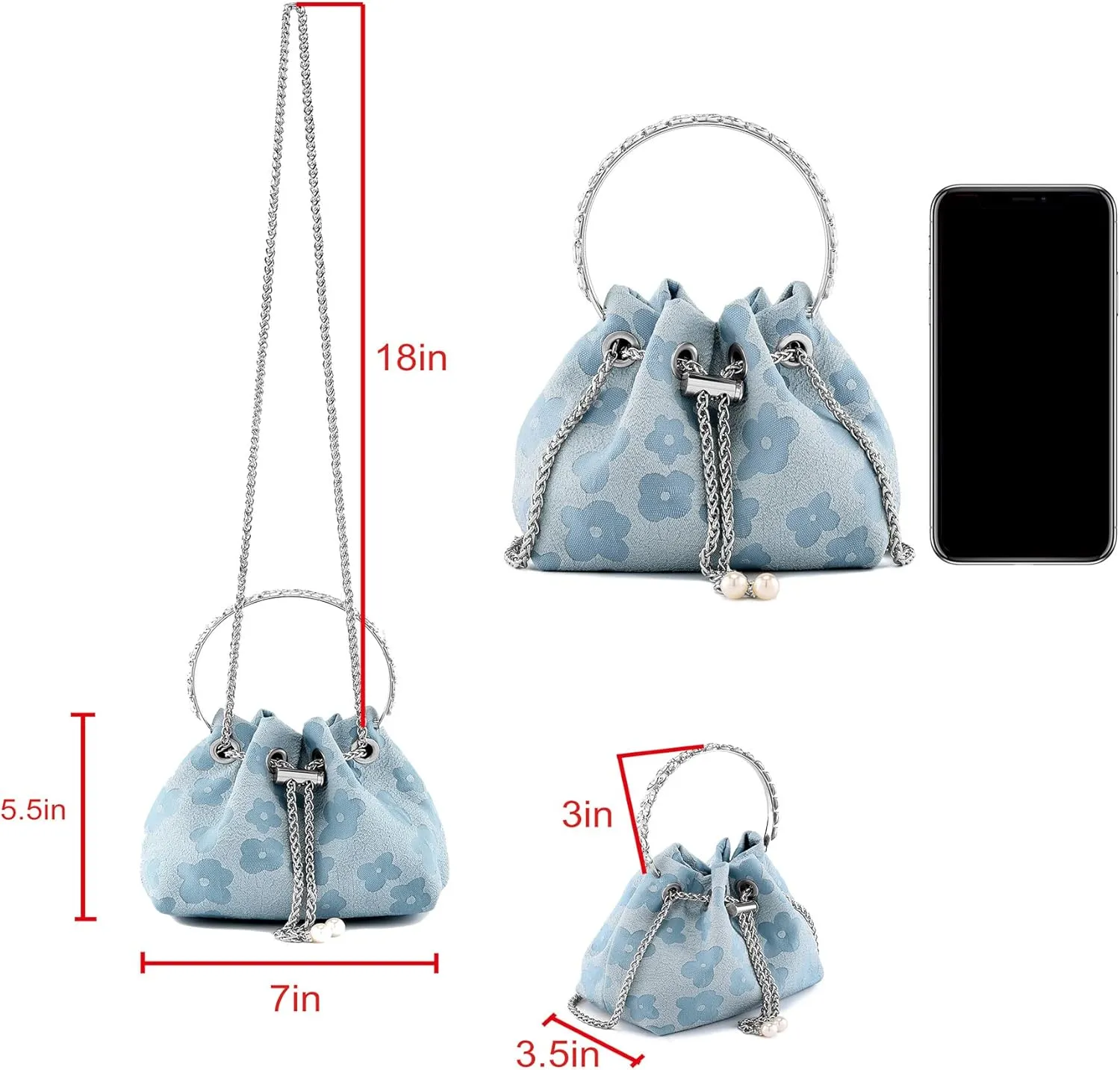 Ayliss Women Evening Handbag Mini Clutch Rhinestone Pouch Crossbody Handbag Purse Top Handle Floral Shoulder Bag Prom
