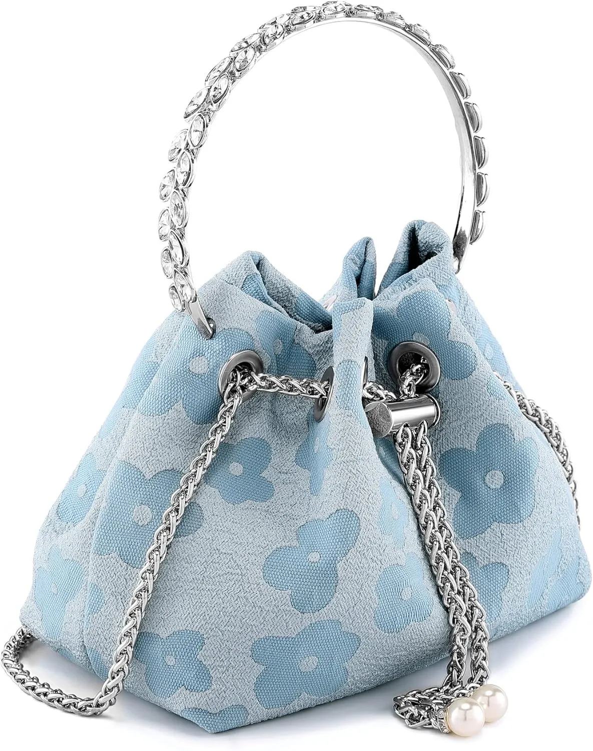 Ayliss Women Evening Handbag Mini Clutch Rhinestone Pouch Crossbody Handbag Purse Top Handle Floral Shoulder Bag Prom