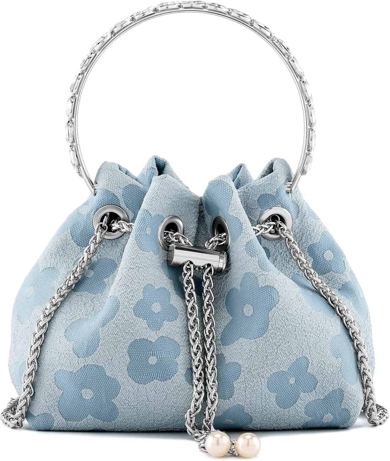 Ayliss Women Evening Handbag Mini Clutch Rhinestone Pouch Crossbody Handbag Purse Top Handle Floral Shoulder Bag Prom