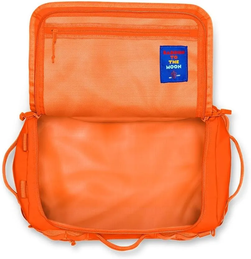 Baboon to the Moon Mini Duffle Bag – Small Gym Bag, Travel Duffel Bags for Women and Men, Duffle Bag for Travel, Backpack, Overnight Bag (Orange)