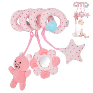 Baby Stroller Hanging Toy, Cute Animal Spiral Pram Hanging Toys Baby Spiral Plush Toys Appeasing Infant Spiral Activity Rattle Newborn Plush Toy for Toddler Infant Boys Girls()