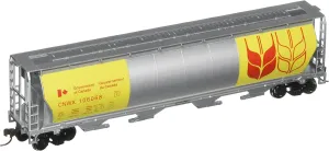 Bachmann Trains - Canadian 4 Bay Cylindrical Grain Hopper - Government of Canada - Yellow - HO Scale