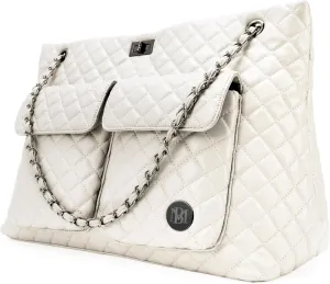 Badgley Mischka Diana Quilted Vegan Leather Tote Weekender Travel Bag