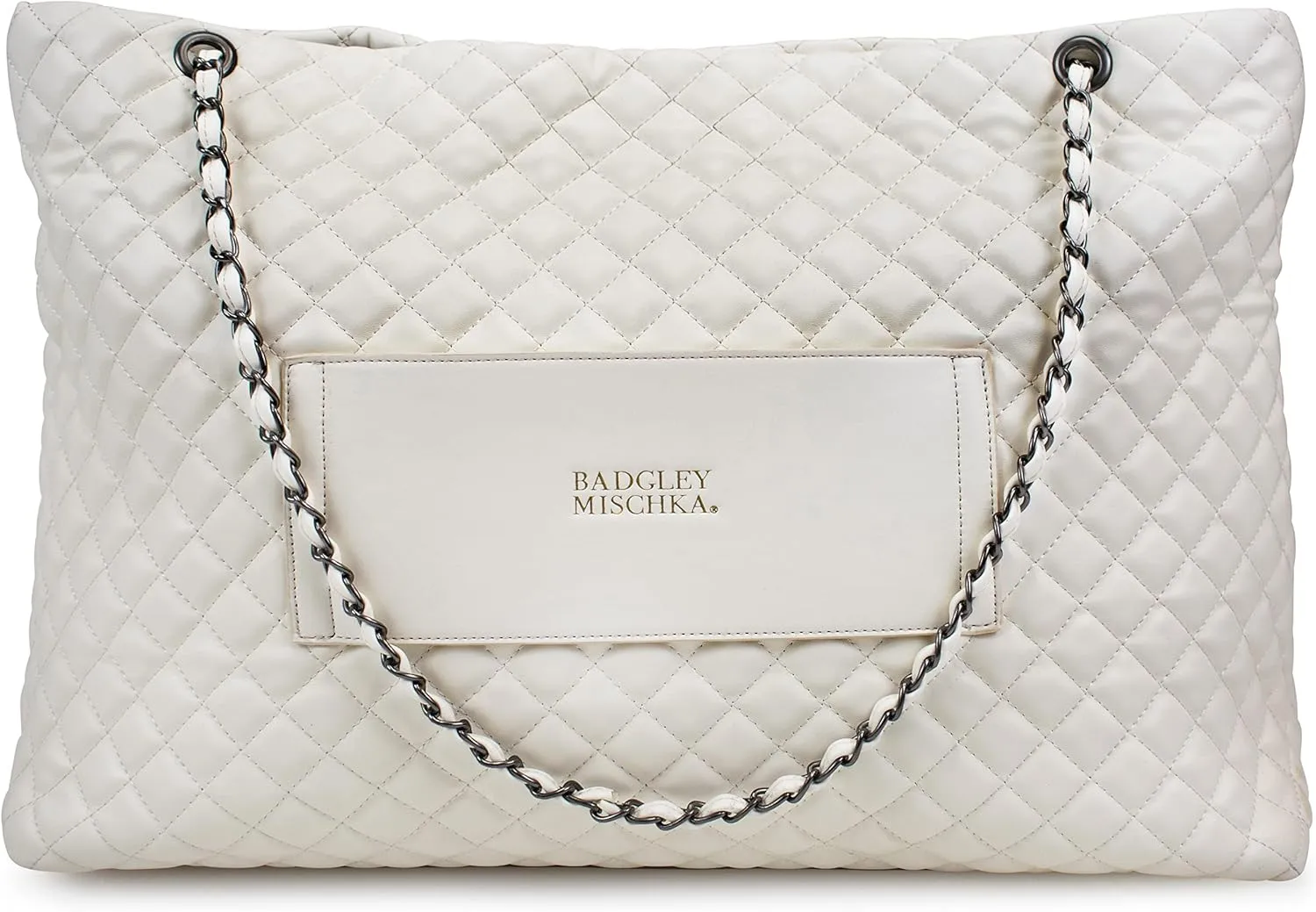 Badgley Mischka Diana Quilted Vegan Leather Tote Weekender Travel Bag
