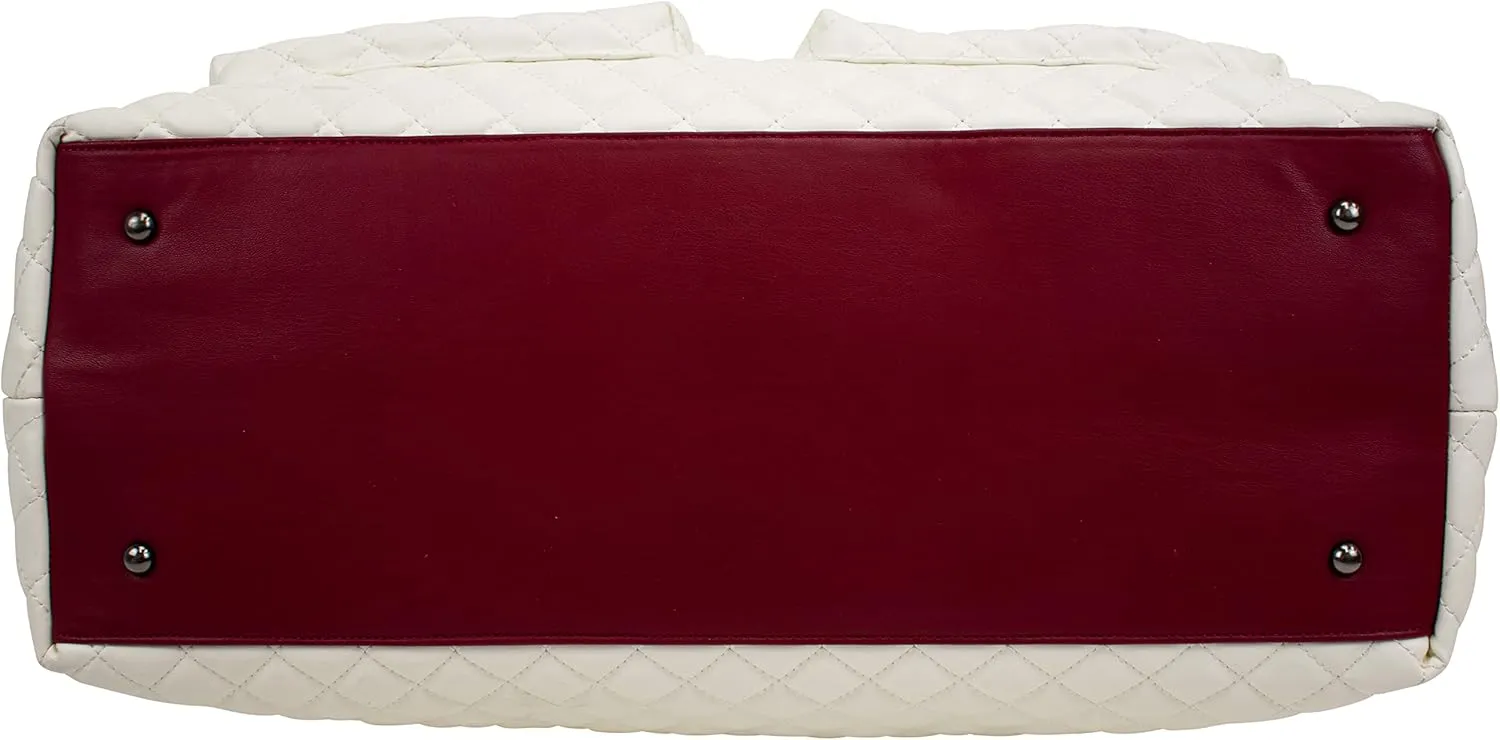 Badgley Mischka Diana Quilted Vegan Leather Tote Weekender Travel Bag