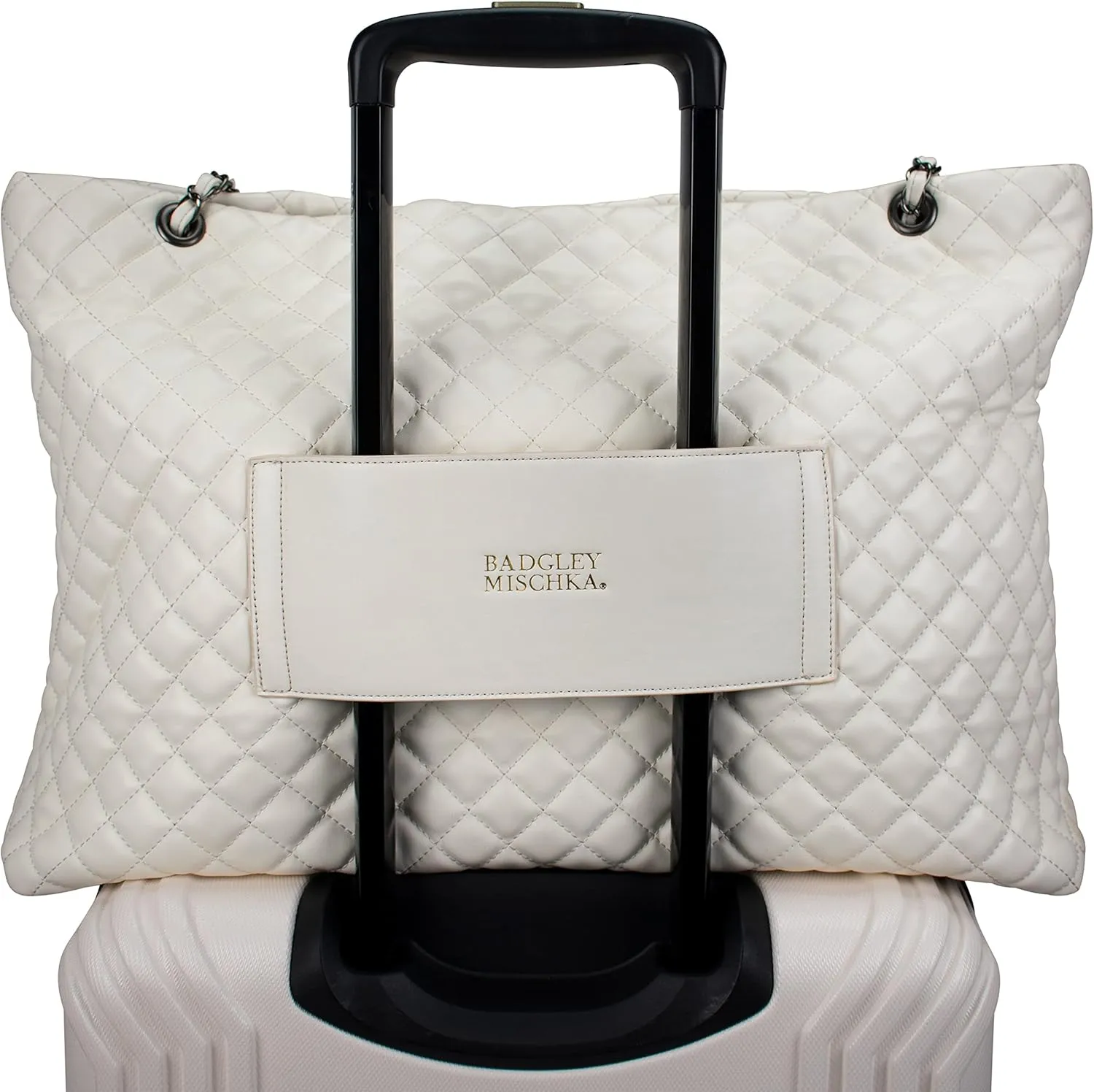 Badgley Mischka Diana Quilted Vegan Leather Tote Weekender Travel Bag