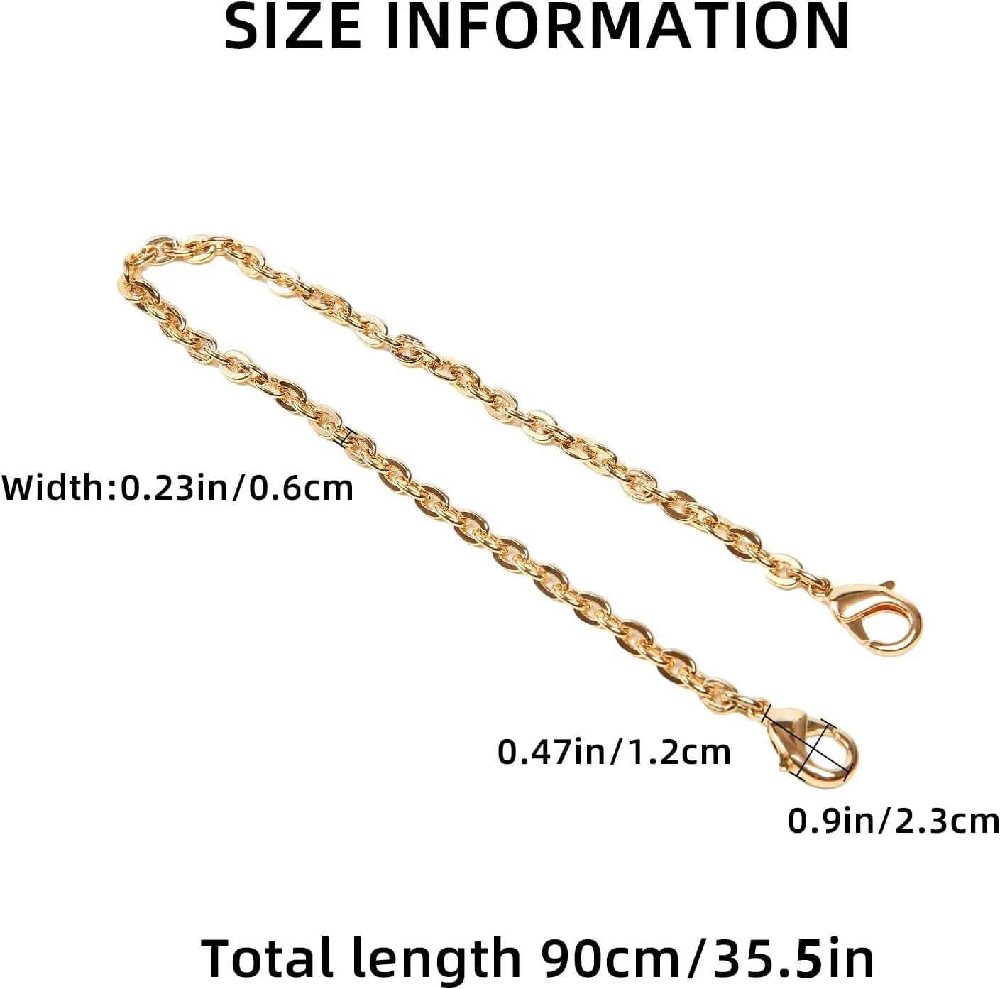 Bag Chain Strap for Handbag Replacement,Gold Purse Chain Accessories Shoulder Straps Crossbody, Wallet Chain with Metal Buckles(Style-1-90CM)