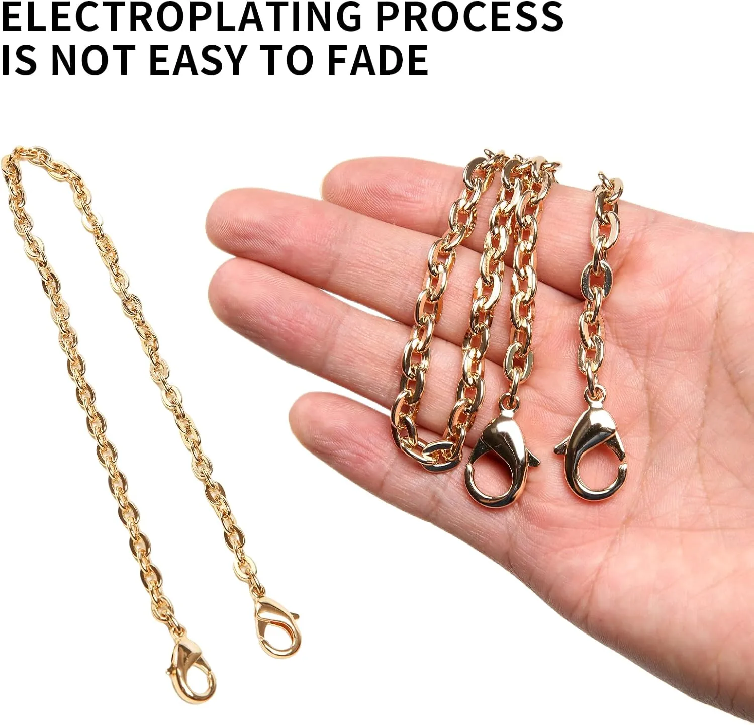 Bag Chain Strap for Handbag Replacement,Gold Purse Chain Accessories Shoulder Straps Crossbody, Wallet Chain with Metal Buckles(Style-1-90CM)