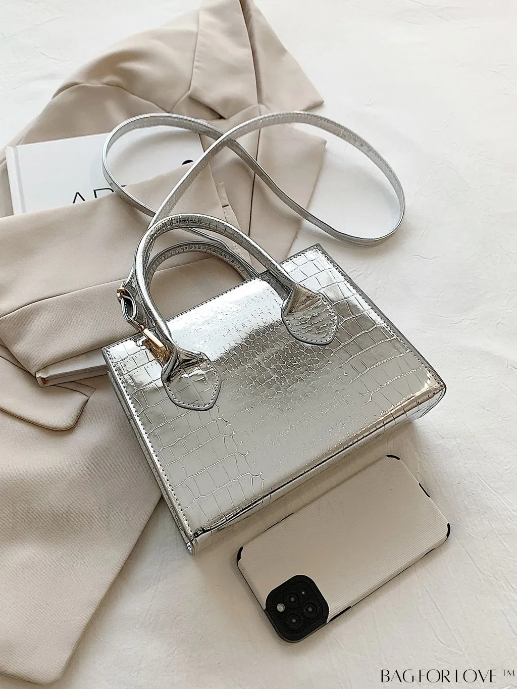 BagForLove - Modern Crocodile-Print PU Square Bag: Latest Addition to Summer Collection