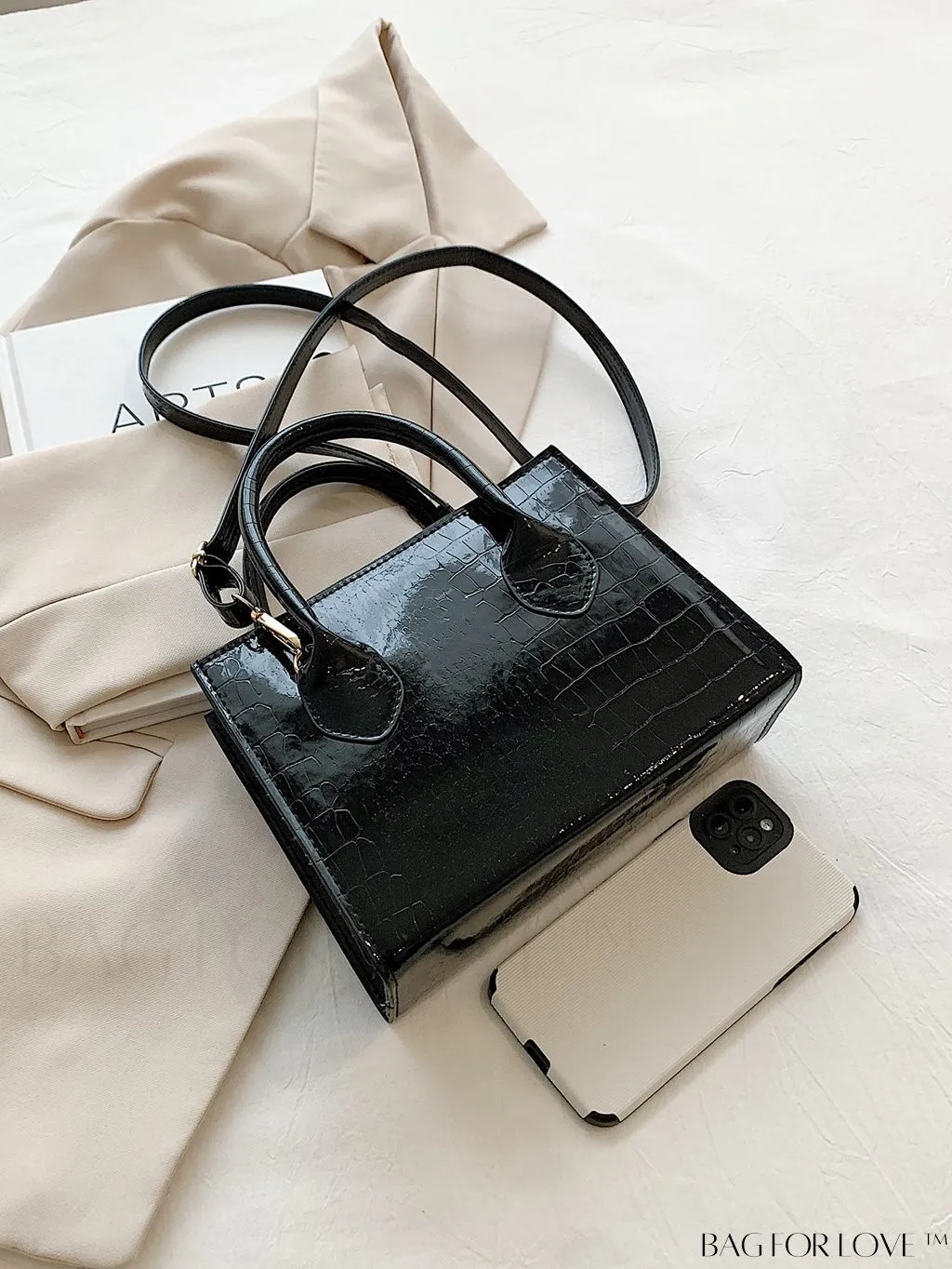 BagForLove - Modern Crocodile-Print PU Square Bag: Latest Addition to Summer Collection