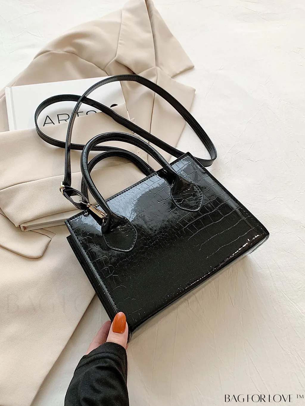 BagForLove - Modern Crocodile-Print PU Square Bag: Latest Addition to Summer Collection