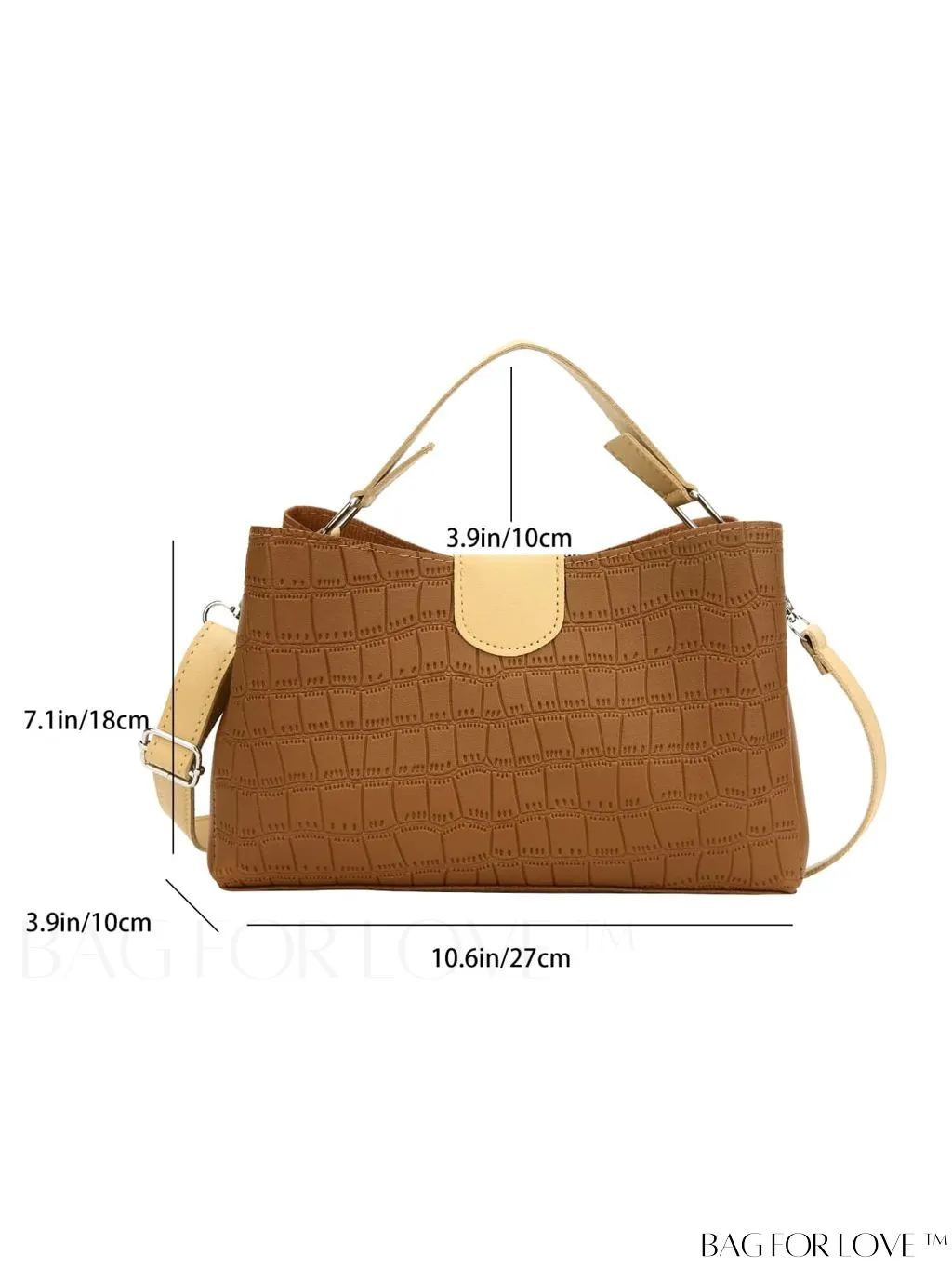 BagForLove - Stylish Crocodile Pattern Handbag: Adjustable Shoulder Strap, Timeless Fashion