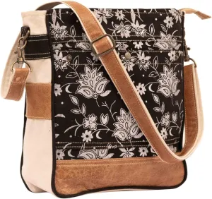 Bags SEL de MER Upcycled Blossom Print Canvas & Leather Shoulder Bag, Canvas Crossbody Bags for Women