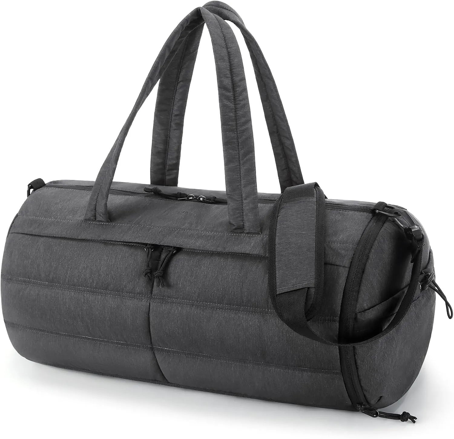 BAGSMART Puffer Gym Bag for Women, Lightweight Duffel with Shoe Compartment, Weekender Bags with Wet Pocket, Workout Overnight Carry on for Travel, Black