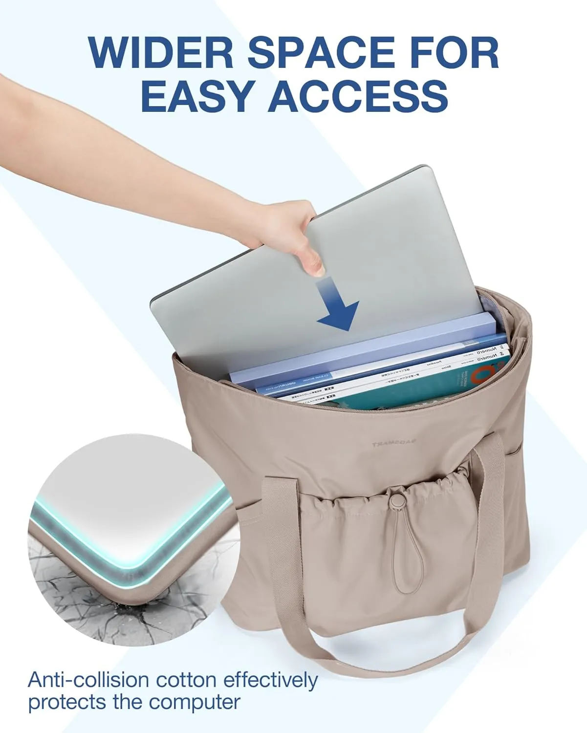 BAGSMART Tote Bag for Women, Tote Shoulder Bag with Laptop Compartment and Zipper Handbag for Travel, Work