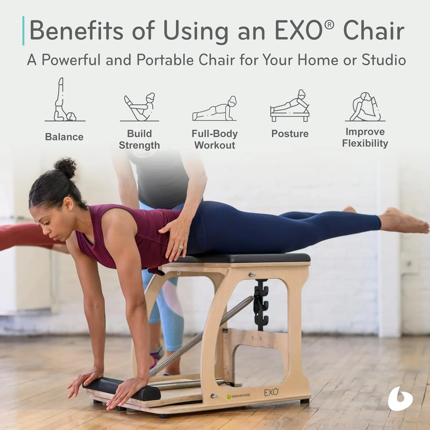Balanced Body EXO Chair, Pilates Chair Exercise Equipment for Full-Body Workout, Pilates Resistance-Workout Equipment for Home Gym or Studio
