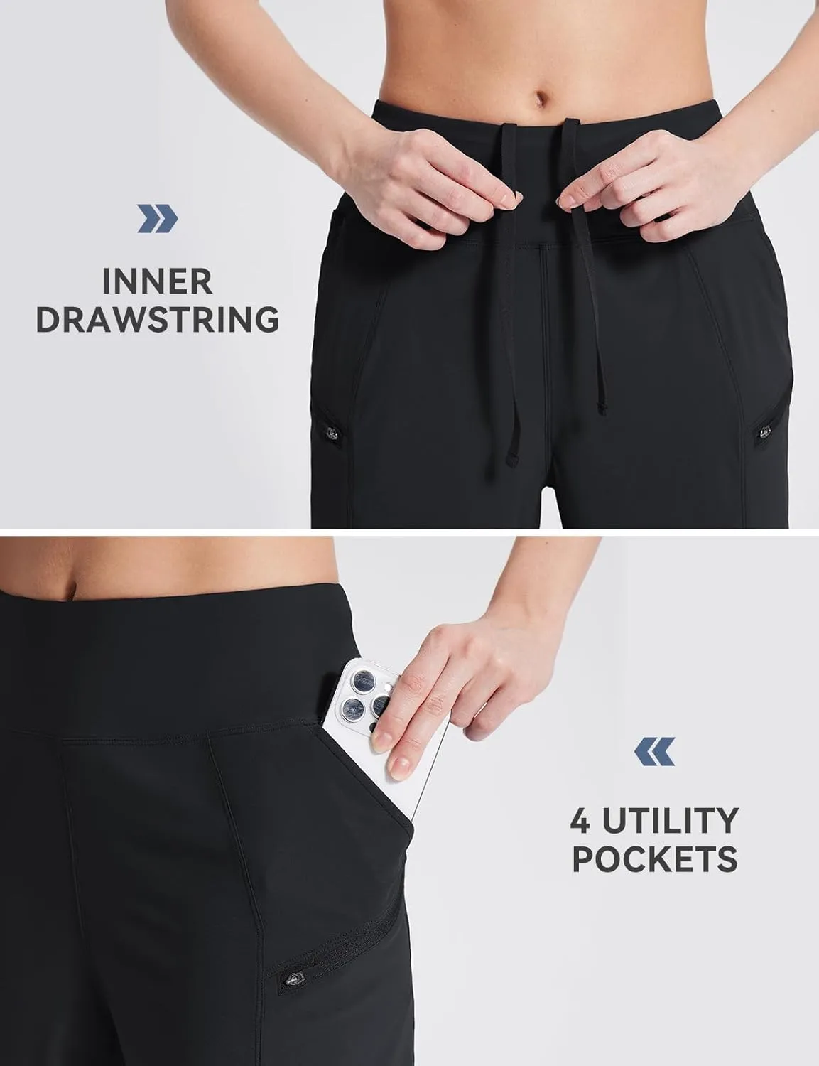 baleaf Women's Athletic Shorts 7 Inch Long Hiking Shorts High Waist Pockets
