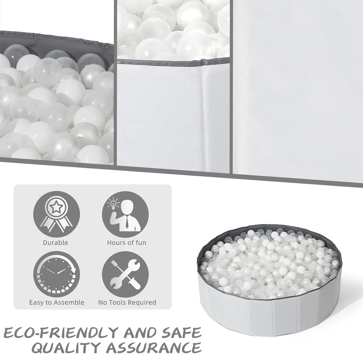 Ball Pit for Toddlers Babies Dogs Cats Iinfant Children, Foldable Ball Pits Play Tent, Crawl Playpen Ball Pool with Storage Bag, Surprise for Boys Girls Festival (Balls Not Included), White