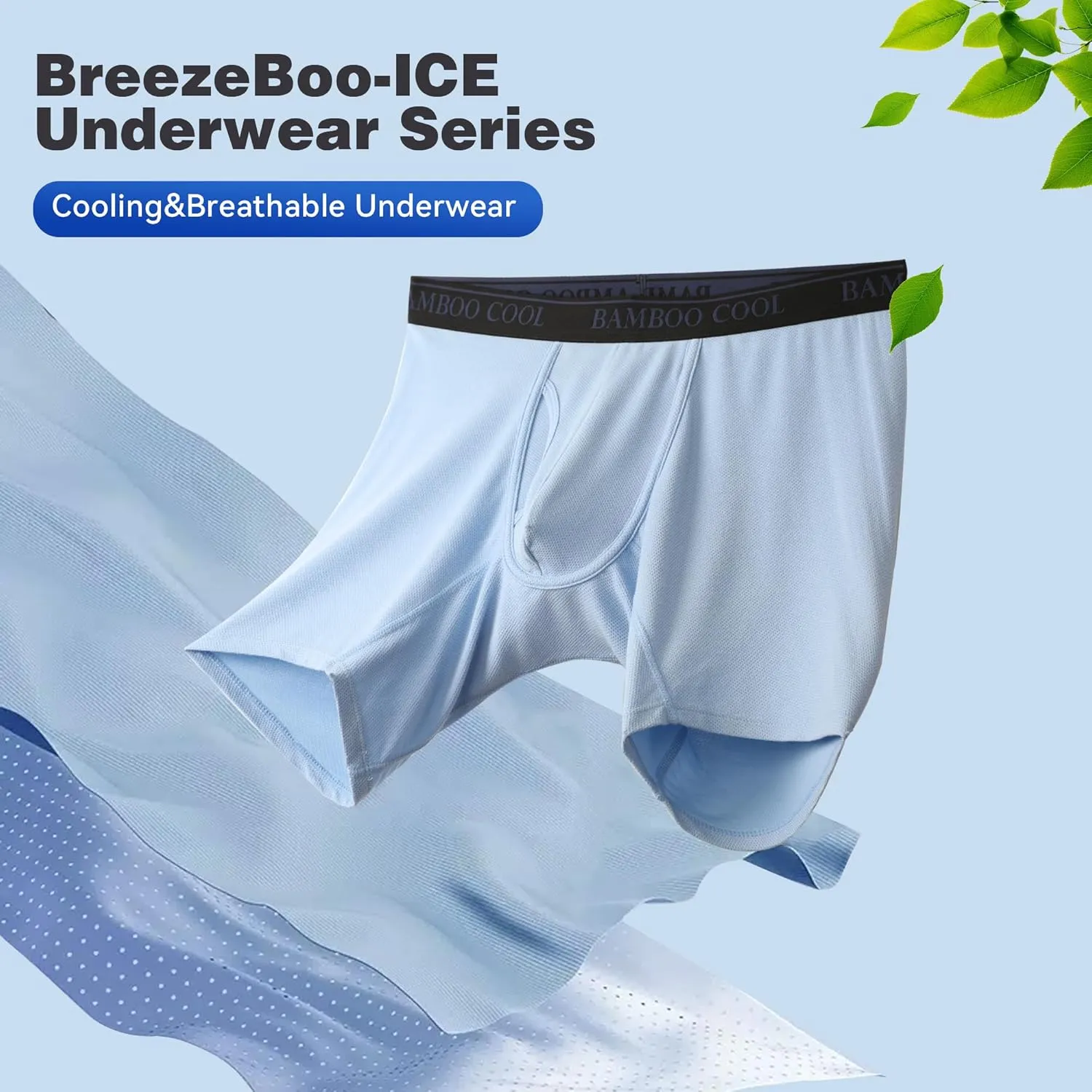BAMBOO COOL Men's 360° Breathable Mesh Underwear Moisture-Wicking Boxer Briefs Cooling Performance,Multipack