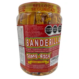 Banderilla Tama-Roca Tamarindo Mexican Candy Sticks. Contains 30 Pieces of Spicy Tamarind Candy With Salt And Chili.