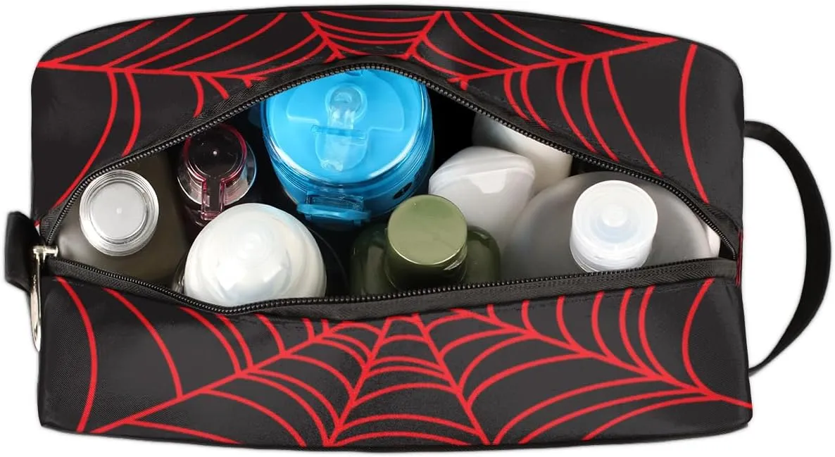 Bardic Black Spider Web Travel Toiletry Bag for Boys Men, Waterproof Hanging Dopp Kit for Women, Shaving Bag with Large Capacity for Travel,Sports Shower