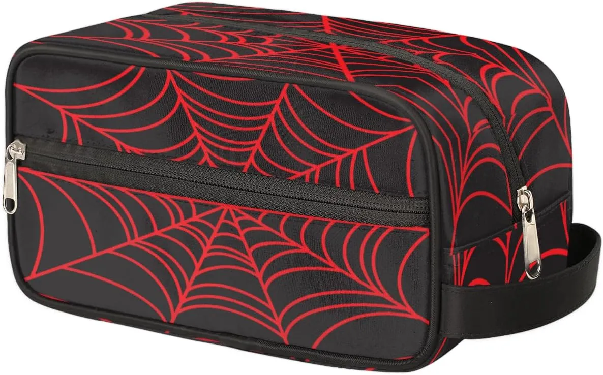 Bardic Black Spider Web Travel Toiletry Bag for Boys Men, Waterproof Hanging Dopp Kit for Women, Shaving Bag with Large Capacity for Travel,Sports Shower