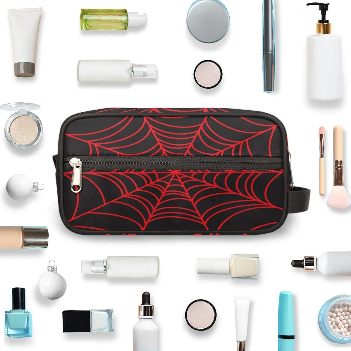Bardic Black Spider Web Travel Toiletry Bag for Boys Men, Waterproof Hanging Dopp Kit for Women, Shaving Bag with Large Capacity for Travel,Sports Shower