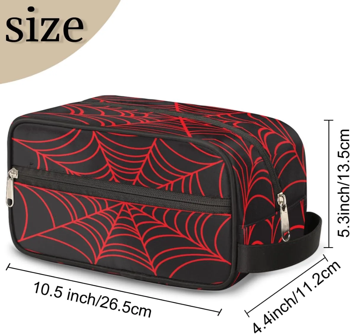 Bardic Black Spider Web Travel Toiletry Bag for Boys Men, Waterproof Hanging Dopp Kit for Women, Shaving Bag with Large Capacity for Travel,Sports Shower