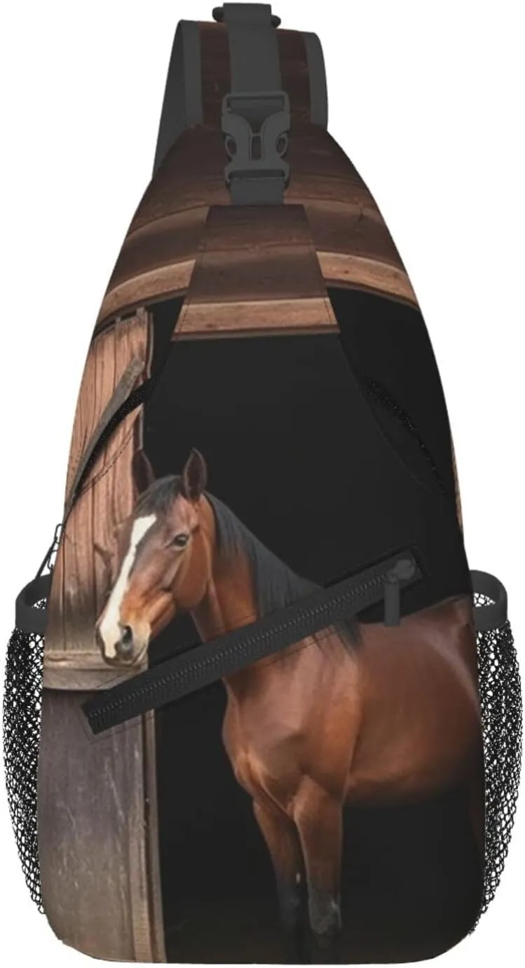 Barn Horse Cross Chest Bag Diagonally Sling Backpack Outdoor Travel Cycling Bag for Men Women