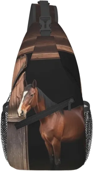 Barn Horse Cross Chest Bag Diagonally Sling Backpack Outdoor Travel Cycling Bag for Men Women