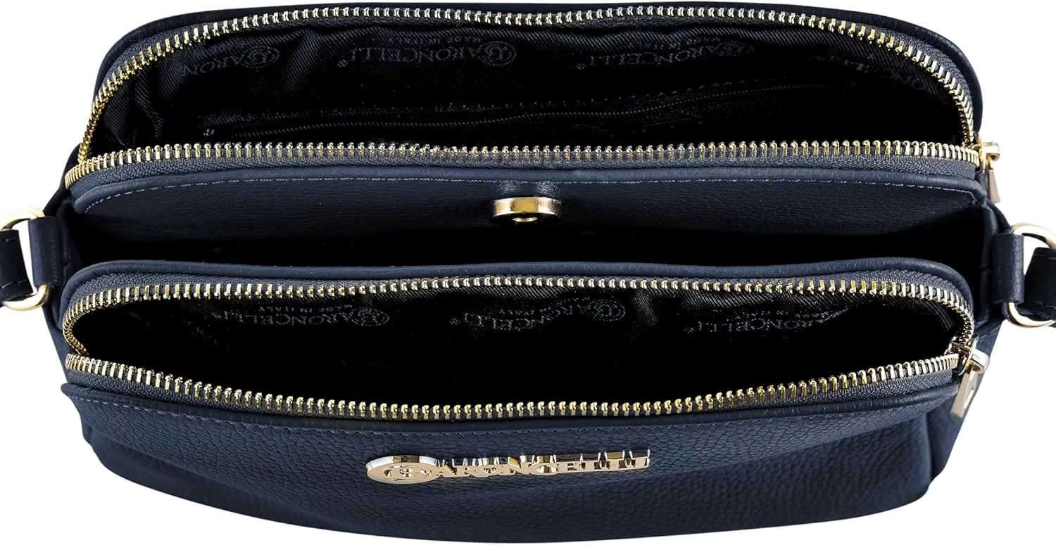 Baroncelli Crossbody Bag Made in Italy with Long Stripe Genuine Italian Soft Leather