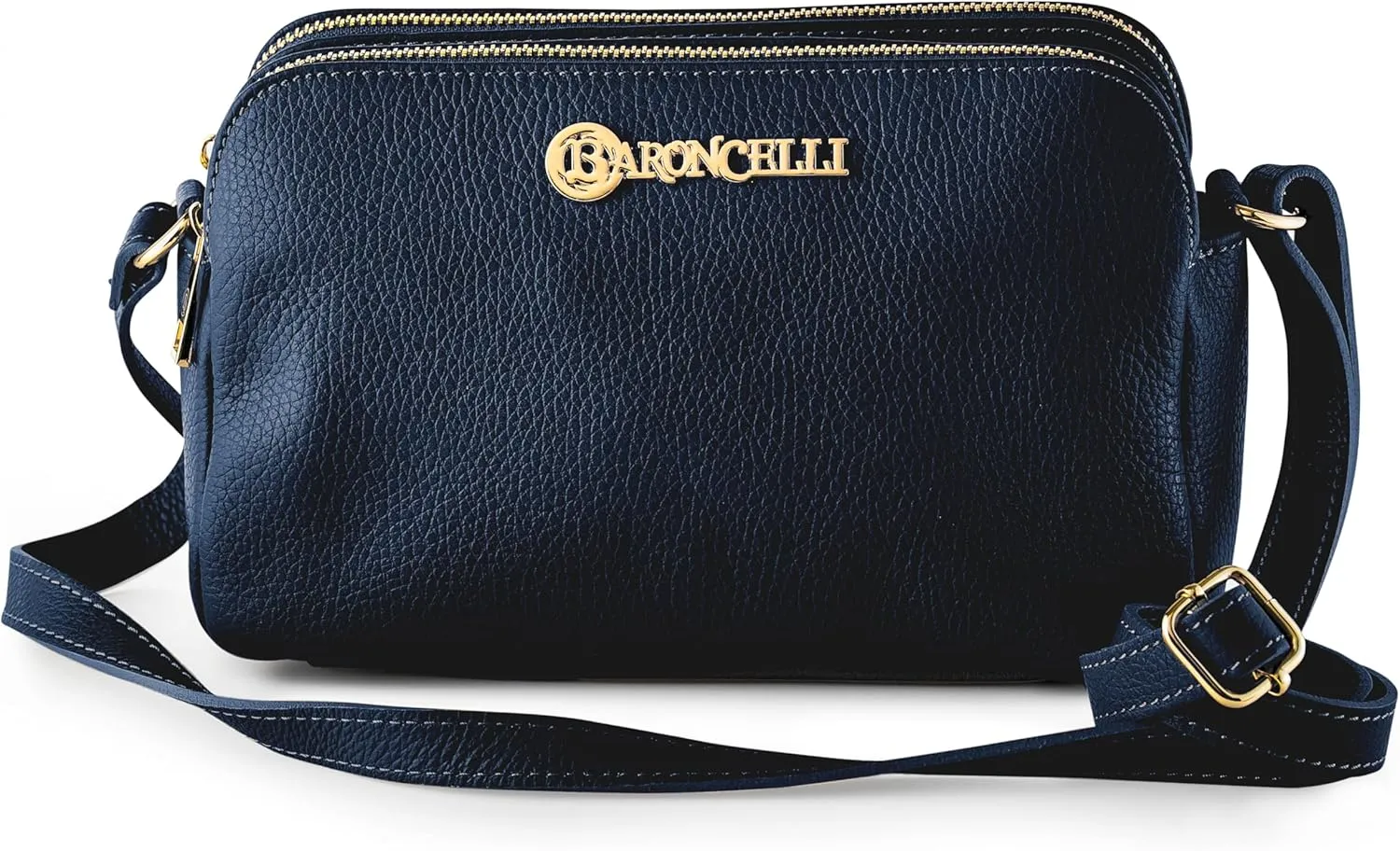 Baroncelli Crossbody Bag Made in Italy with Long Stripe Genuine Italian Soft Leather