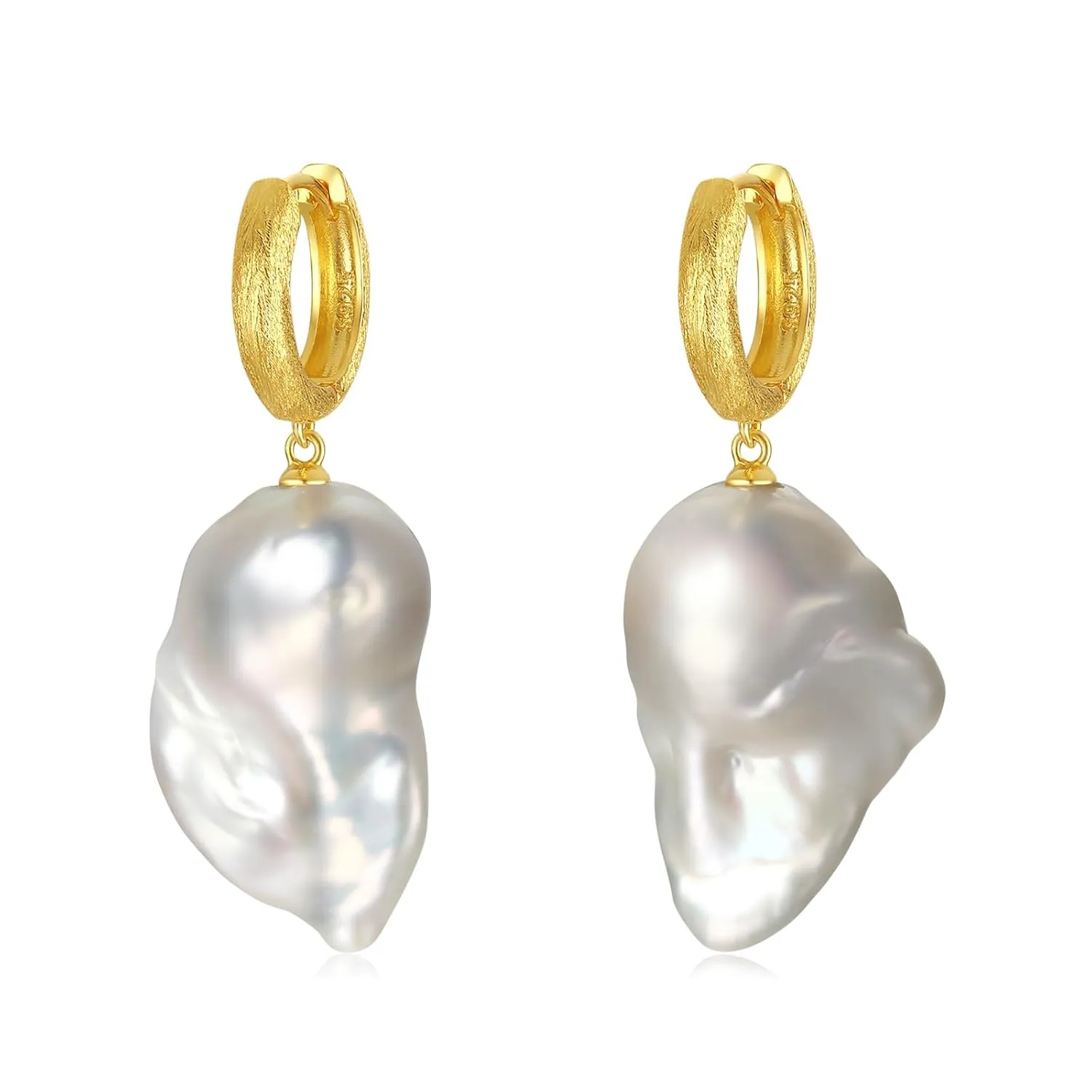 Baroque Pearl Earrings; Dangle Earrings for Women; White Pearl Earrings; Pearl Hoop Earrings; Genuine Cultured Freshwater Pearl Earrings; Gold Vermeil Sterling Silver Earrings