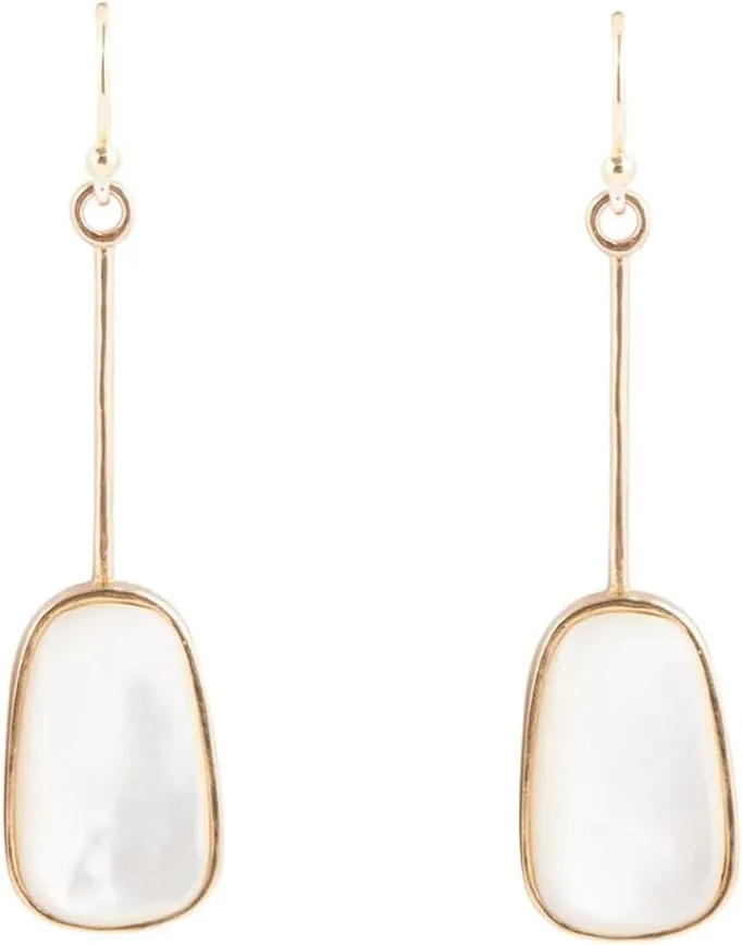 Barse Jewelry Madeleine White Mother of Pearl and Bronze Earrings