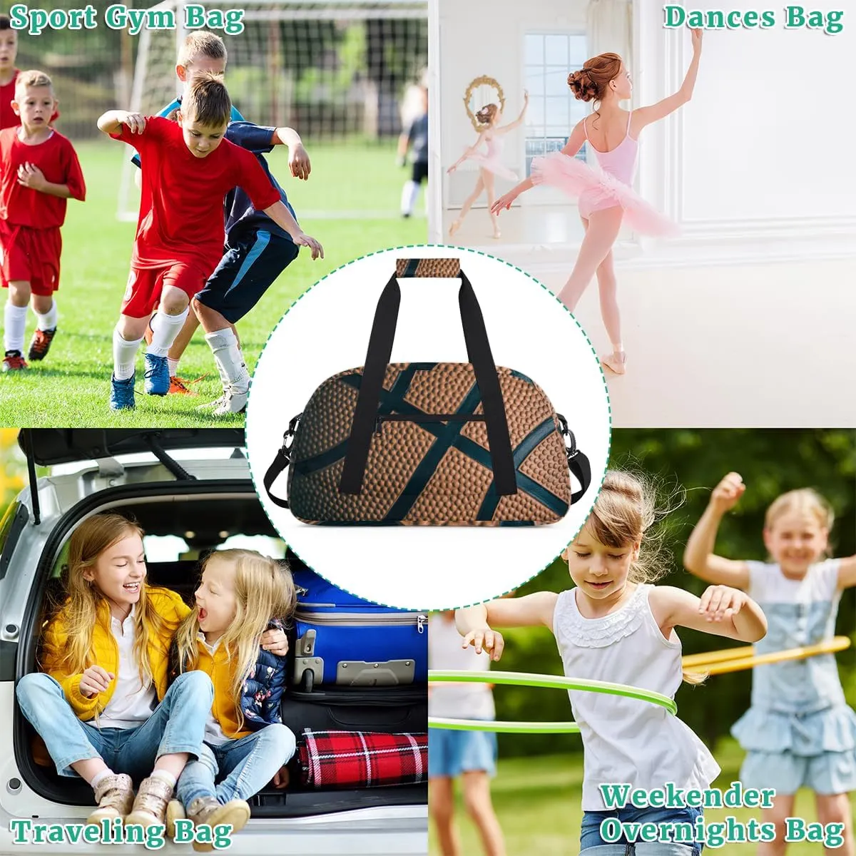 Basketball Ball Sport Boys Girls Gym Bag Dance Perform Training Duffel Bags Weekender Carry-On Tote Luggage Bag Ideal for School Practice or Overnight Trips Basketball