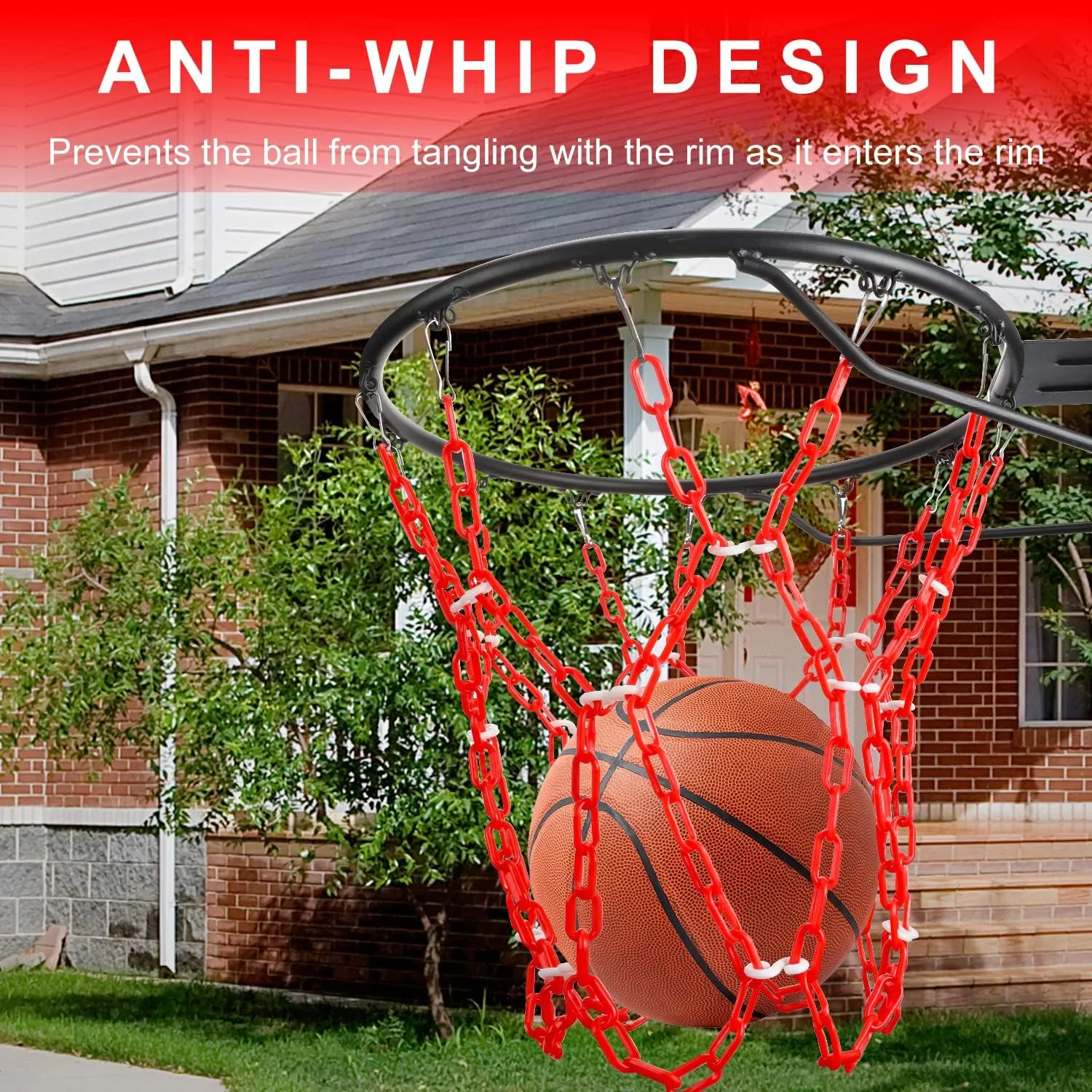 Basketball Net Replacement Heavy Duty,Resin Material, Anti-Rust Use Indoor Outdoor Standard 12-Ring Basketball Hoop