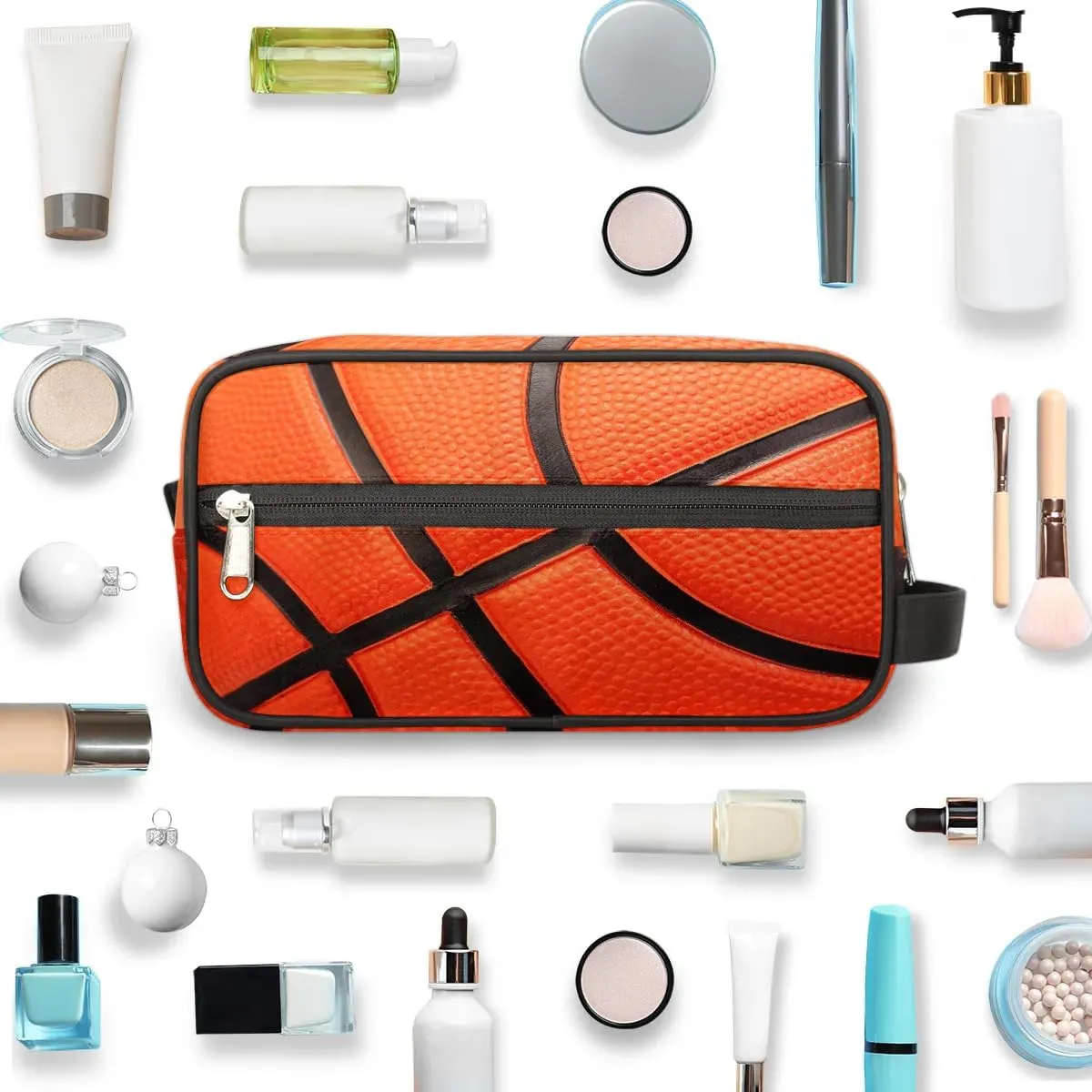 Basketball Texture Travel Toiletry Bag for Men Women, Waterproof Hanging Wash Bag Dopp Kit for Kids Shaving Bag for Toiletries Accessories