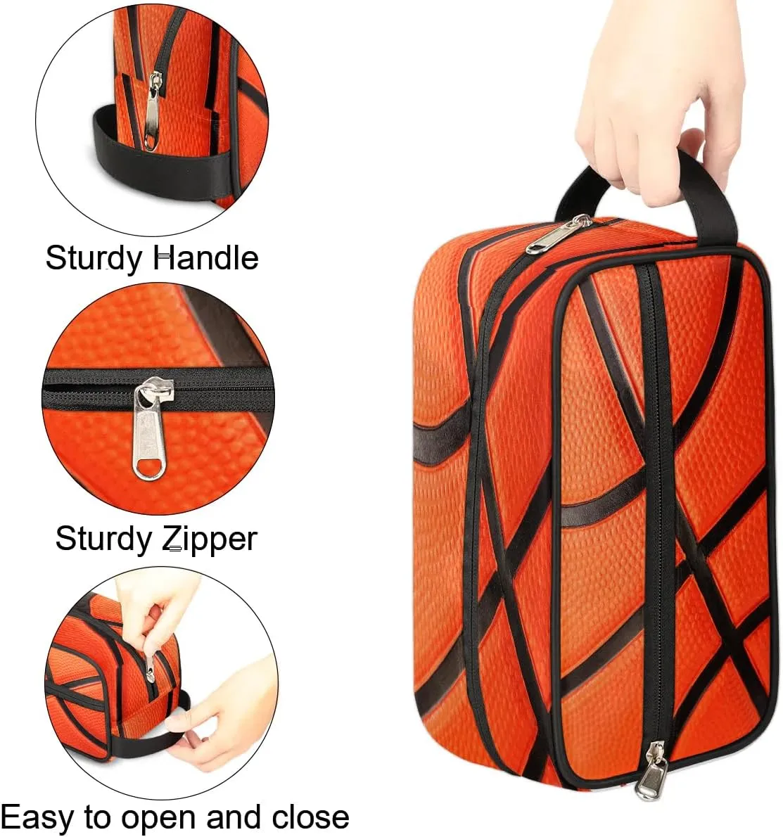 Basketball Texture Travel Toiletry Bag for Men Women, Waterproof Hanging Wash Bag Dopp Kit for Kids Shaving Bag for Toiletries Accessories