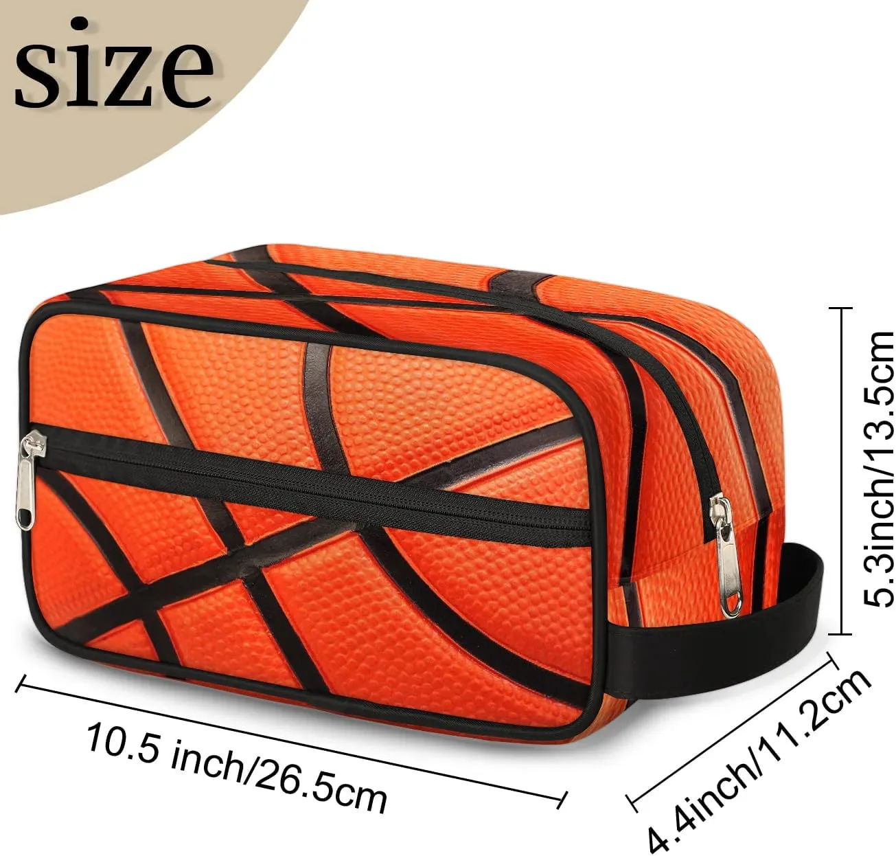 Basketball Texture Travel Toiletry Bag for Men Women, Waterproof Hanging Wash Bag Dopp Kit for Kids Shaving Bag for Toiletries Accessories