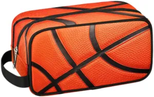 Basketball Texture Travel Toiletry Bag for Men Women, Waterproof Hanging Wash Bag Dopp Kit for Kids Shaving Bag for Toiletries Accessories