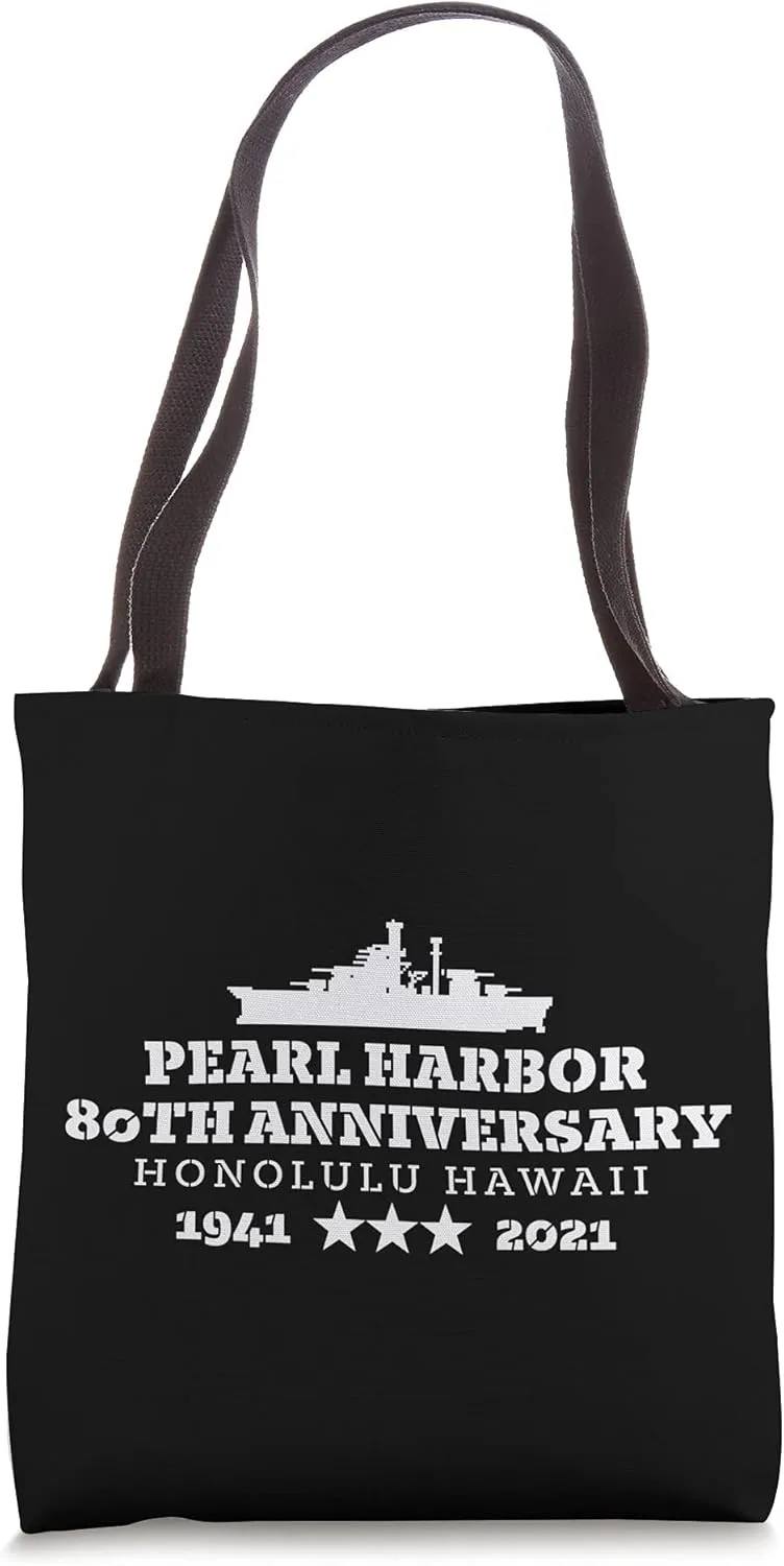 Battleship Illustration Pearl Harbor 80th Anniversary Tote Bag
