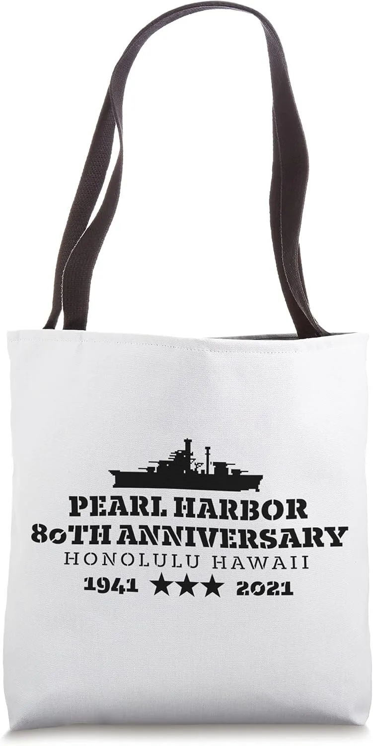 Battleship Illustration Pearl Harbor 80th Anniversary Tote Bag
