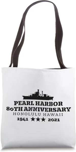 Battleship Illustration Pearl Harbor 80th Anniversary Tote Bag