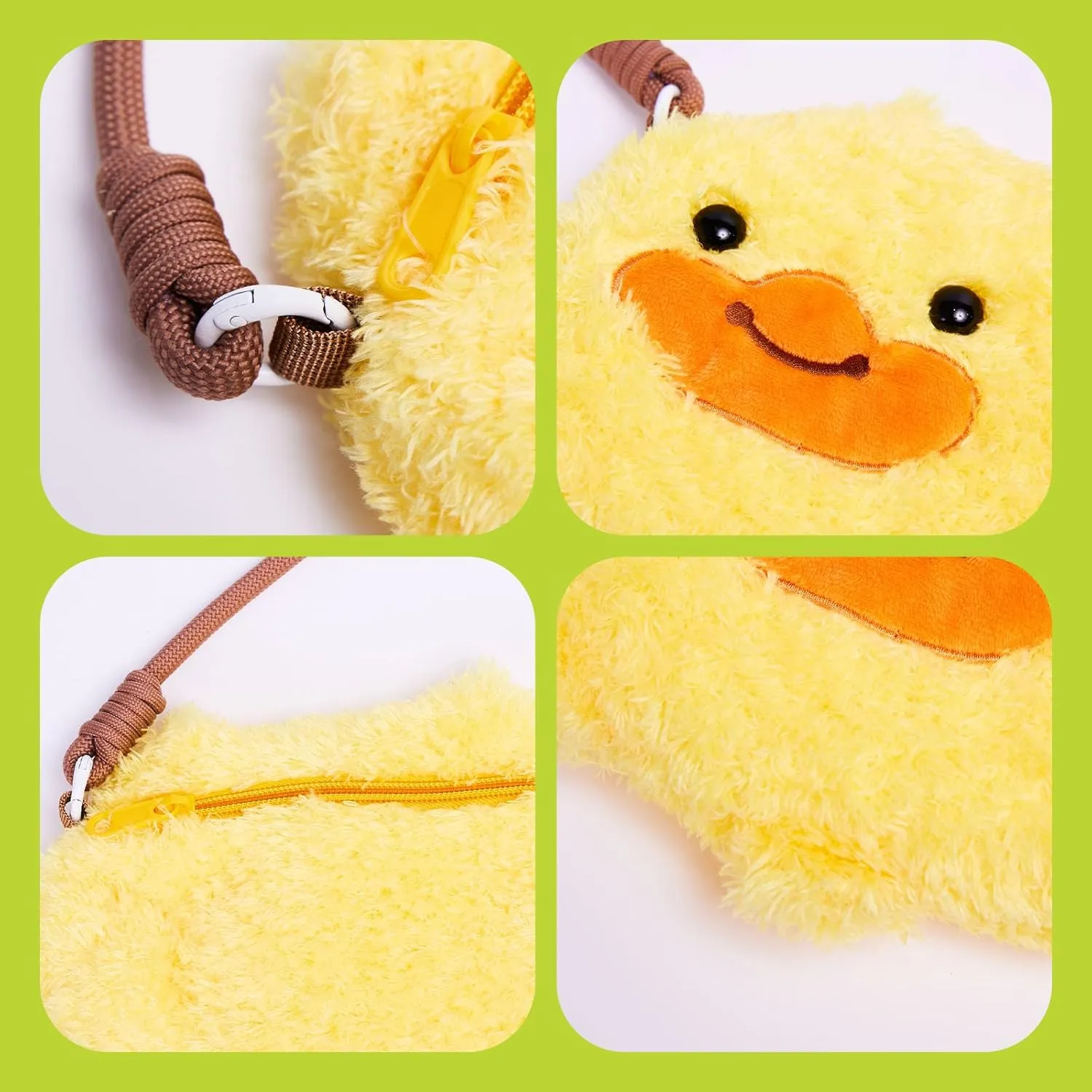 B.DUCK Plush Purse Crossbody Bags Kawaii Handbag with Zipper Cute Duck Shoulder Bag Coin Wallet Toy Purse for Gifts