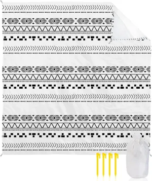 Beach Blanket Sandproof, MId Century Retro Lines Hand Drawn Waterproof Beach Mat Lightweight Quick Drying Picnic Blanket Beach Essentials for Travel Camping Hiking 118x108in