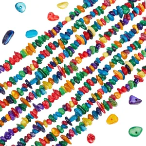 Beebeecraft 1 Box 2 Strands Natural Freshwater Shell Pearl Colorful Gemstone Chips Gravel Irregular Tumble Stone Beads for DIY Crafts Making Jewellery Bracelets Necklaces Earrings