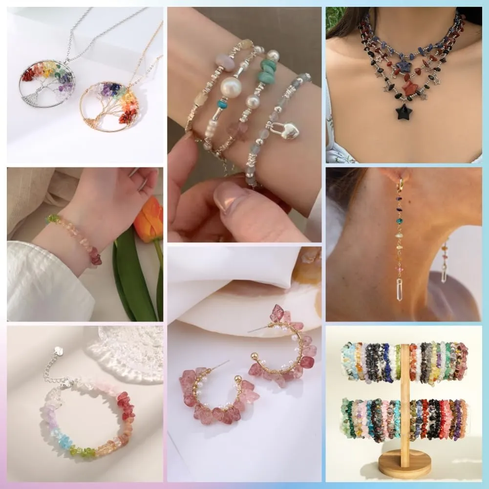 Beebeecraft 1 Box 2 Strands Natural Freshwater Shell Pearl Colorful Gemstone Chips Gravel Irregular Tumble Stone Beads for DIY Crafts Making Jewellery Bracelets Necklaces Earrings