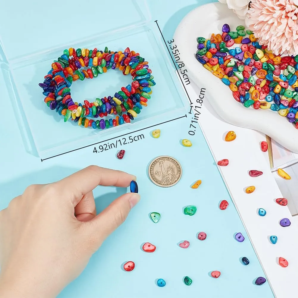 Beebeecraft 1 Box 2 Strands Natural Freshwater Shell Pearl Colorful Gemstone Chips Gravel Irregular Tumble Stone Beads for DIY Crafts Making Jewellery Bracelets Necklaces Earrings