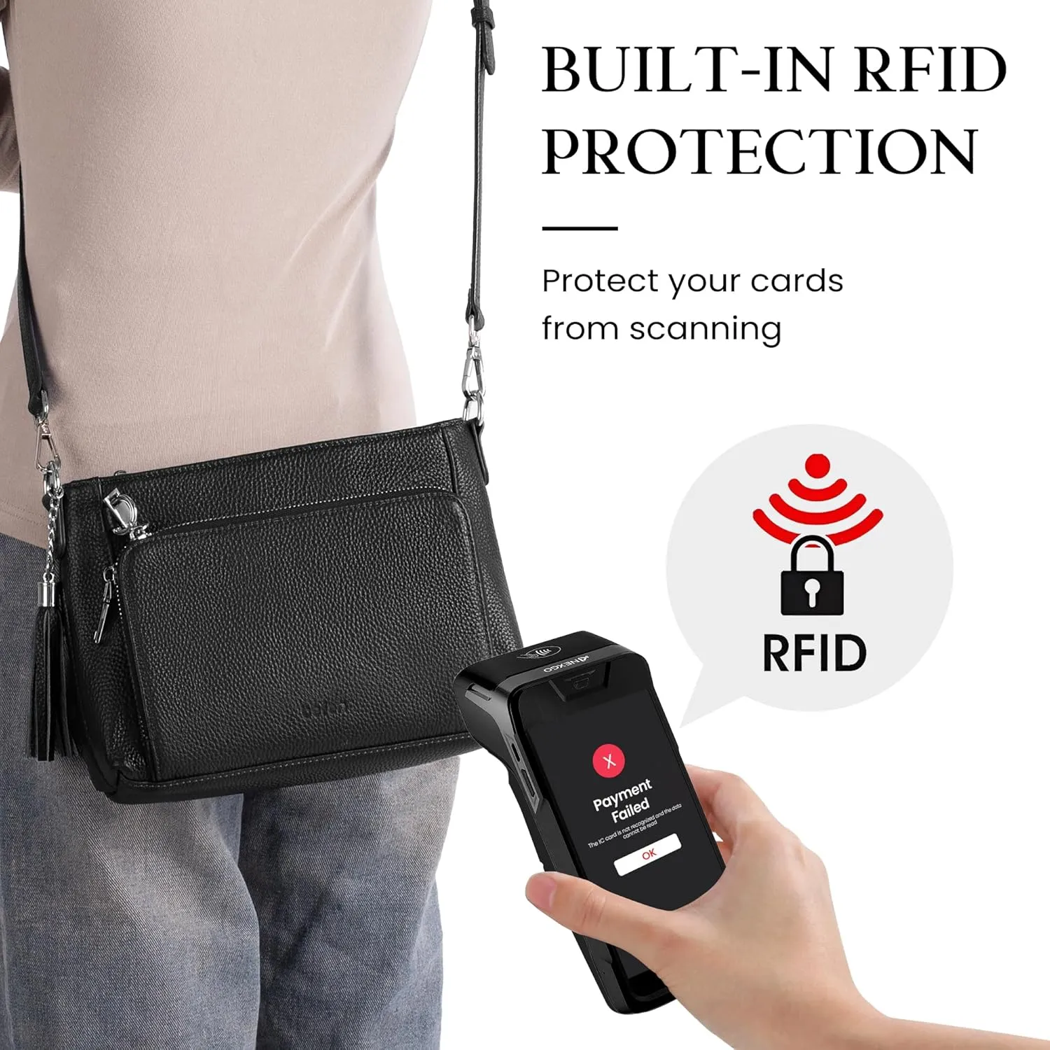befen Anti Theft Genuine Leather Crossbody Bags for Women Handbags and Shoulder Basg with Built in Wallet RFID Leather Purse